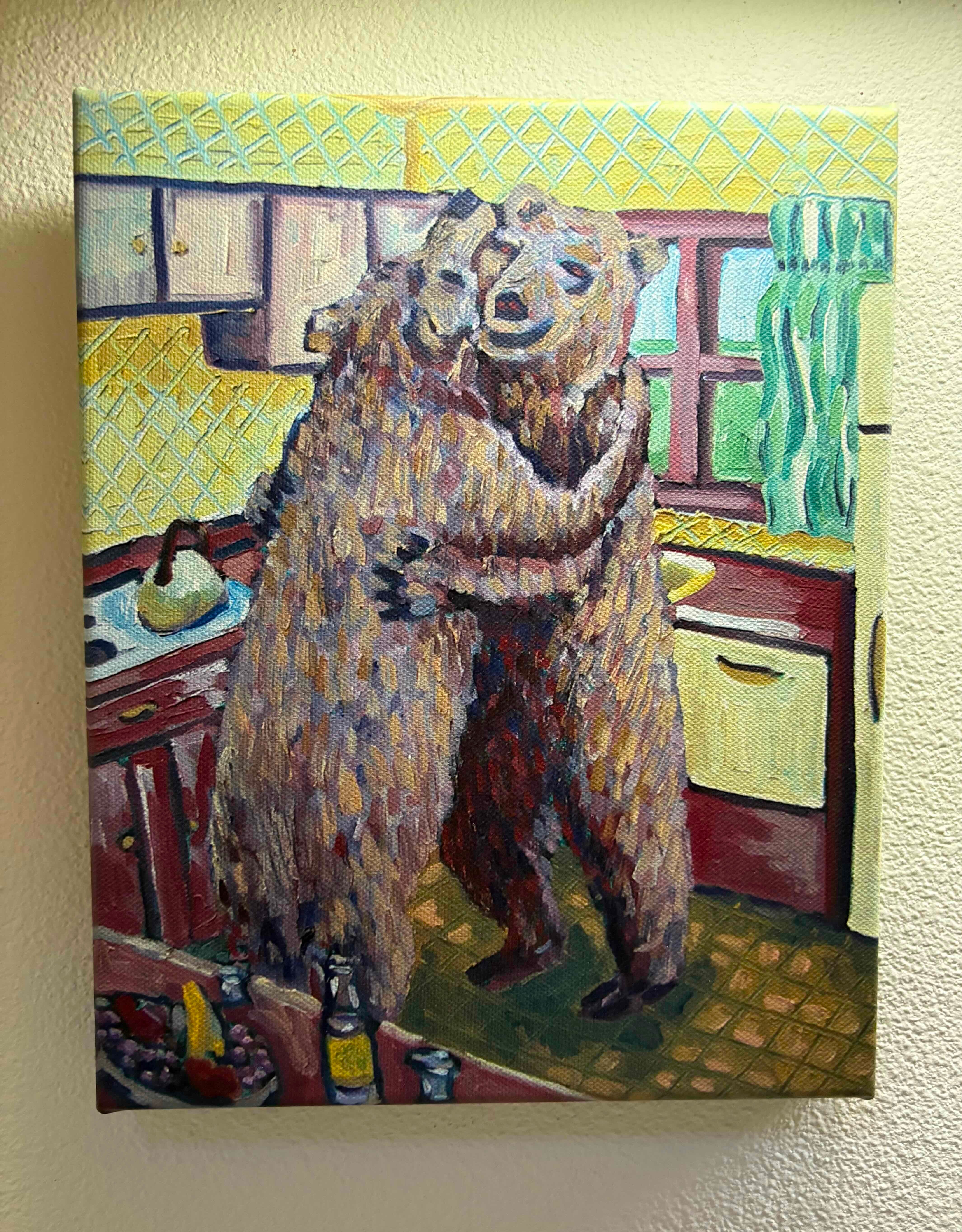 Image of canvas painting of dancy bears by Jay Schmetz