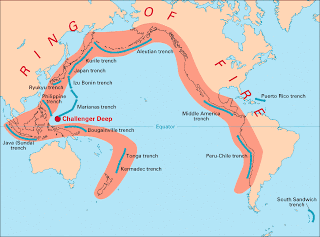 map of 'ring of fire' pacific seismic region