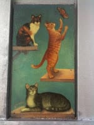 Picture of illustration of 3 playful cats--a scene from Brooklyn